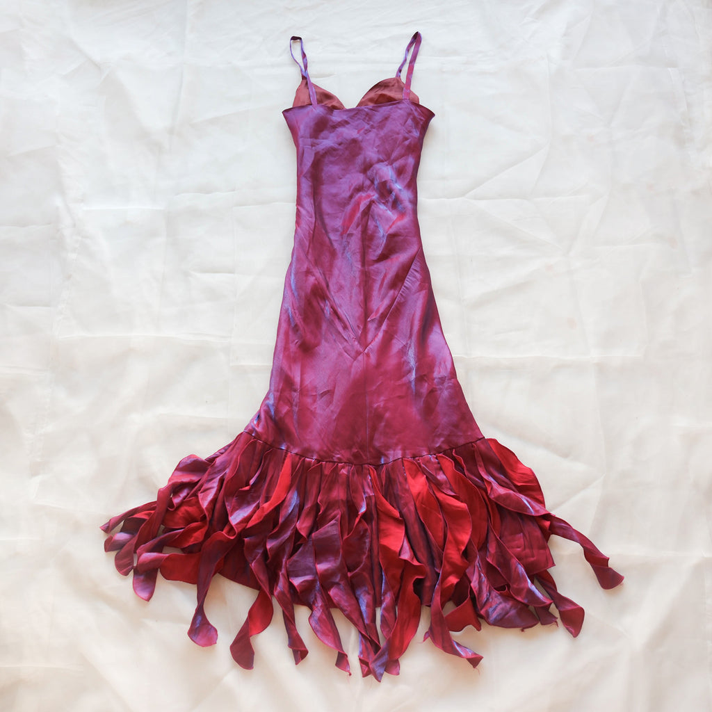 Vintage Fairy Grunge Shiny Ruffled Gown