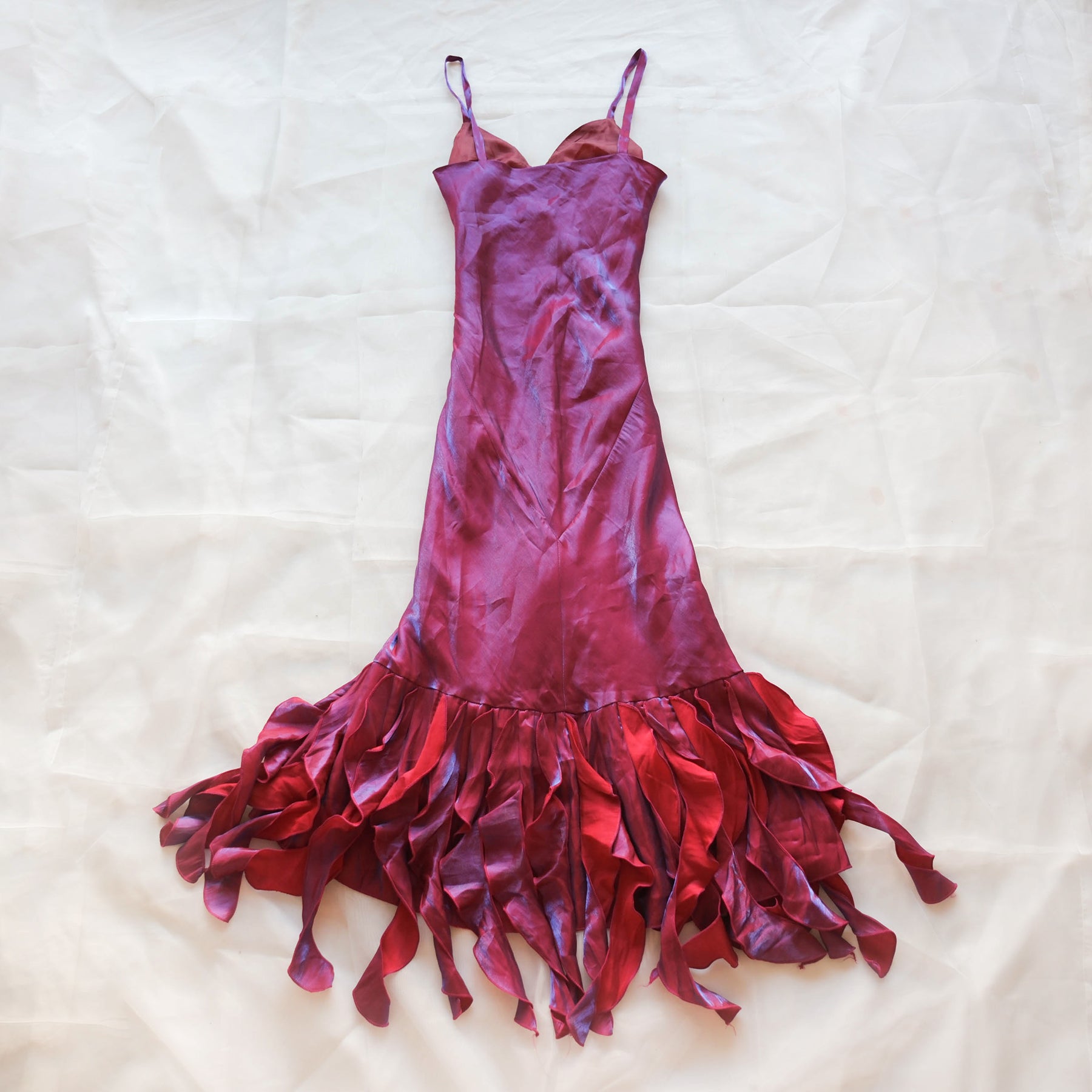 Vintage Fairy Grunge Shiny Ruffled Gown