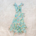 Vintage Floral Asymmetrical Silk Dress