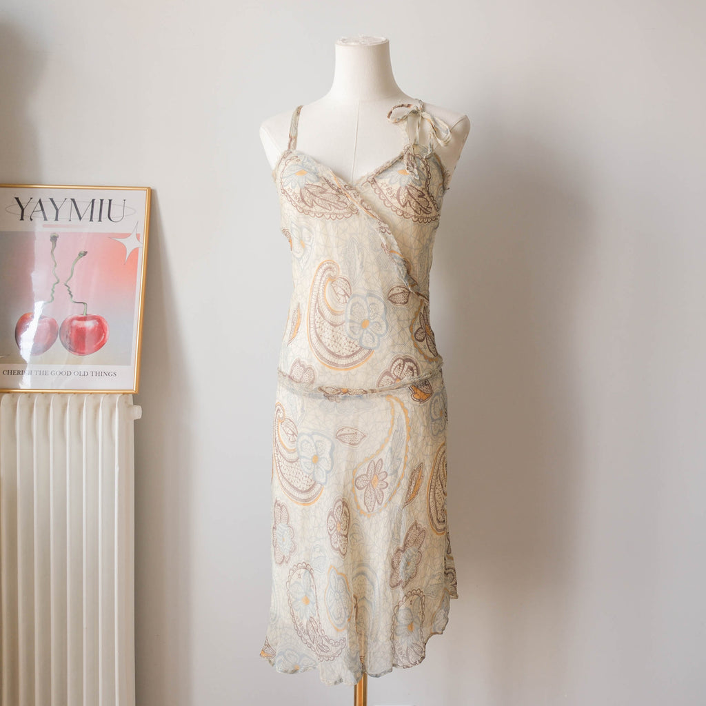 Vintage Paisley Silk Midi Dress