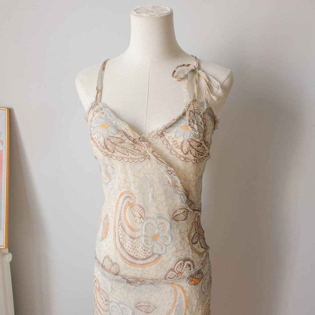 Vintage Paisley Silk Midi Dress