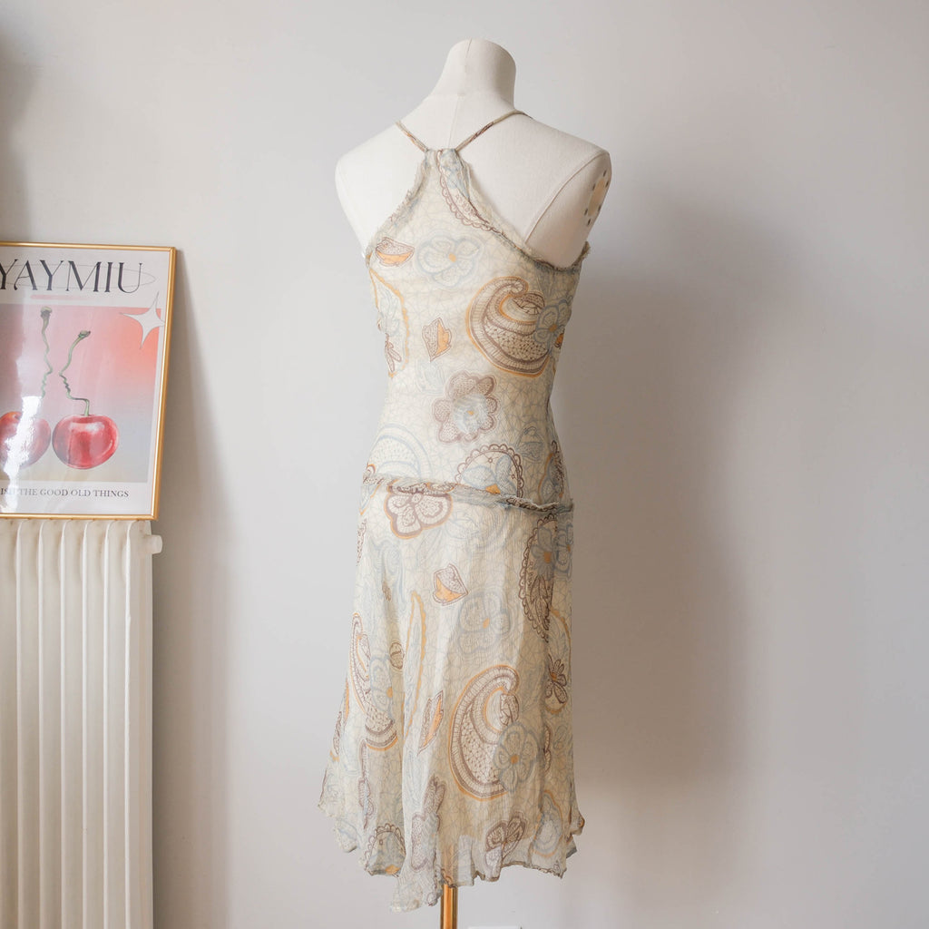 Vintage Paisley Silk Midi Dress