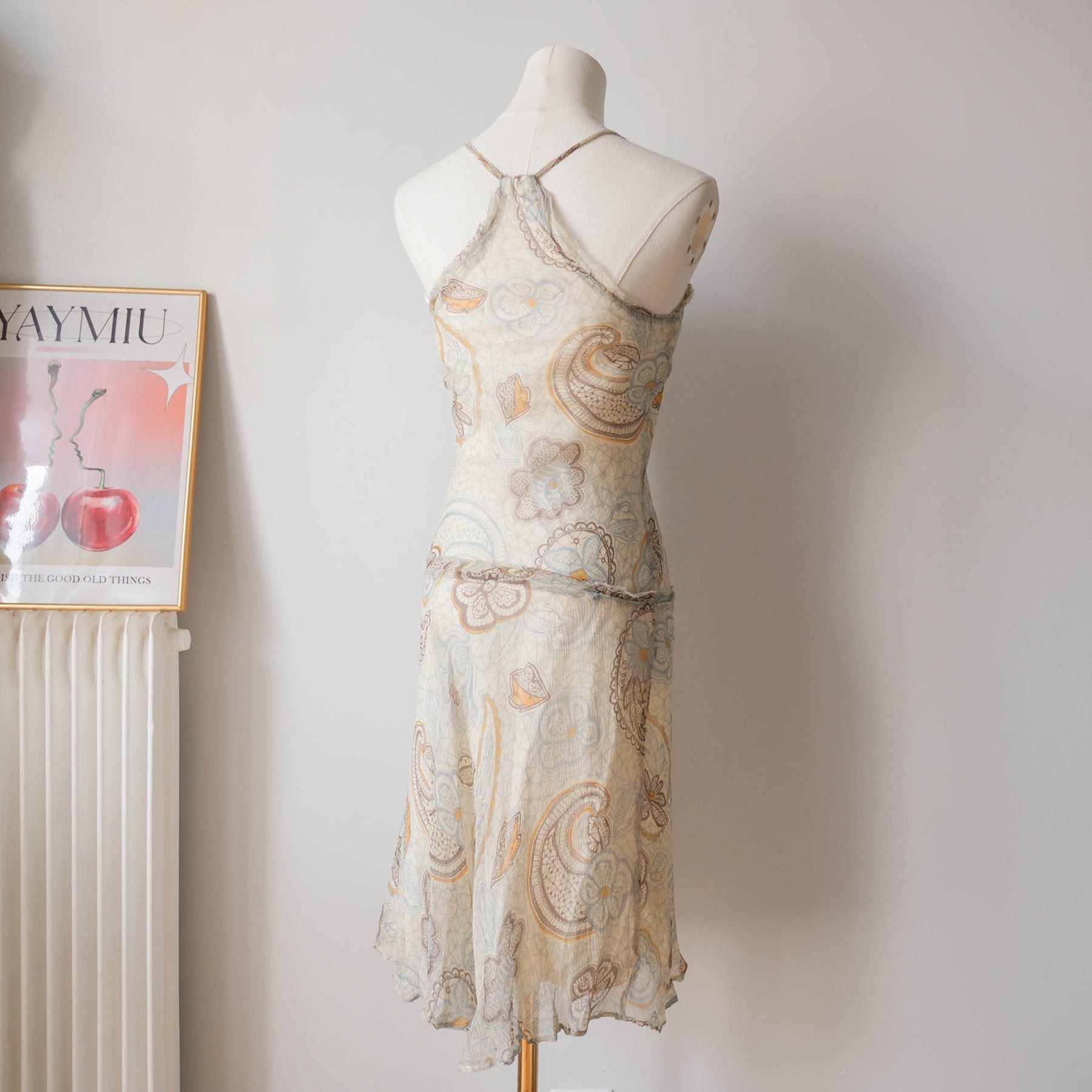 Vintage Paisley Silk Midi Dress