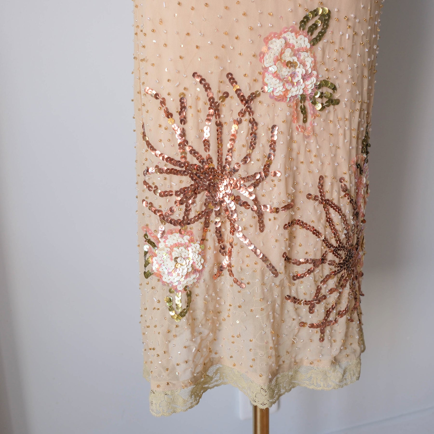 Vintage French Beaded Tulle Glamour Dress