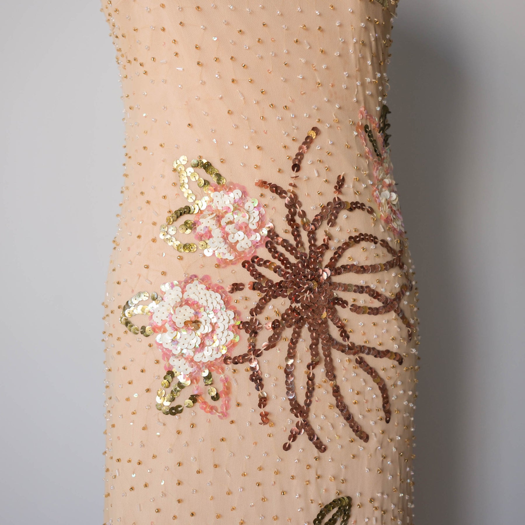 Vintage French Beaded Tulle Glamour Dress