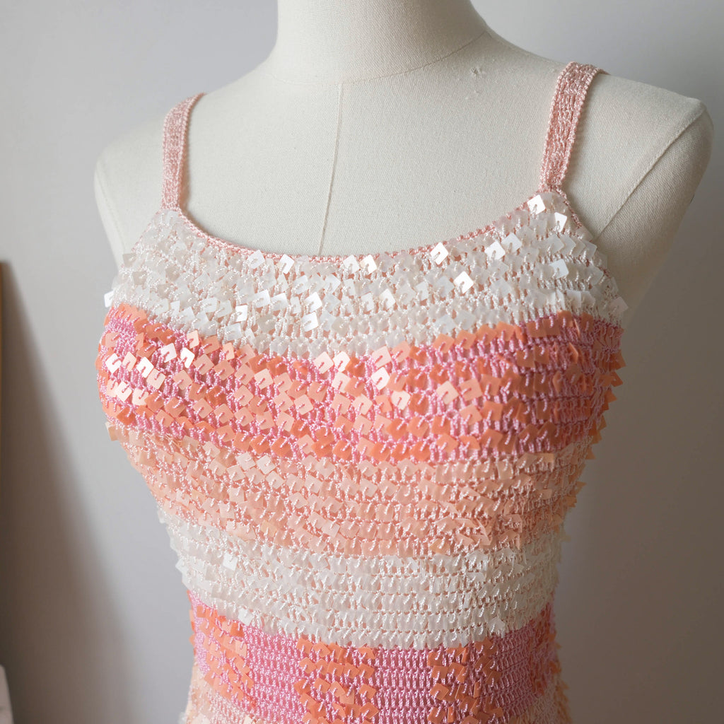 Vintage Party Sequins Crochet Mini Dress