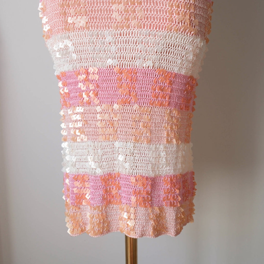 Vintage Party Sequins Crochet Mini Dress