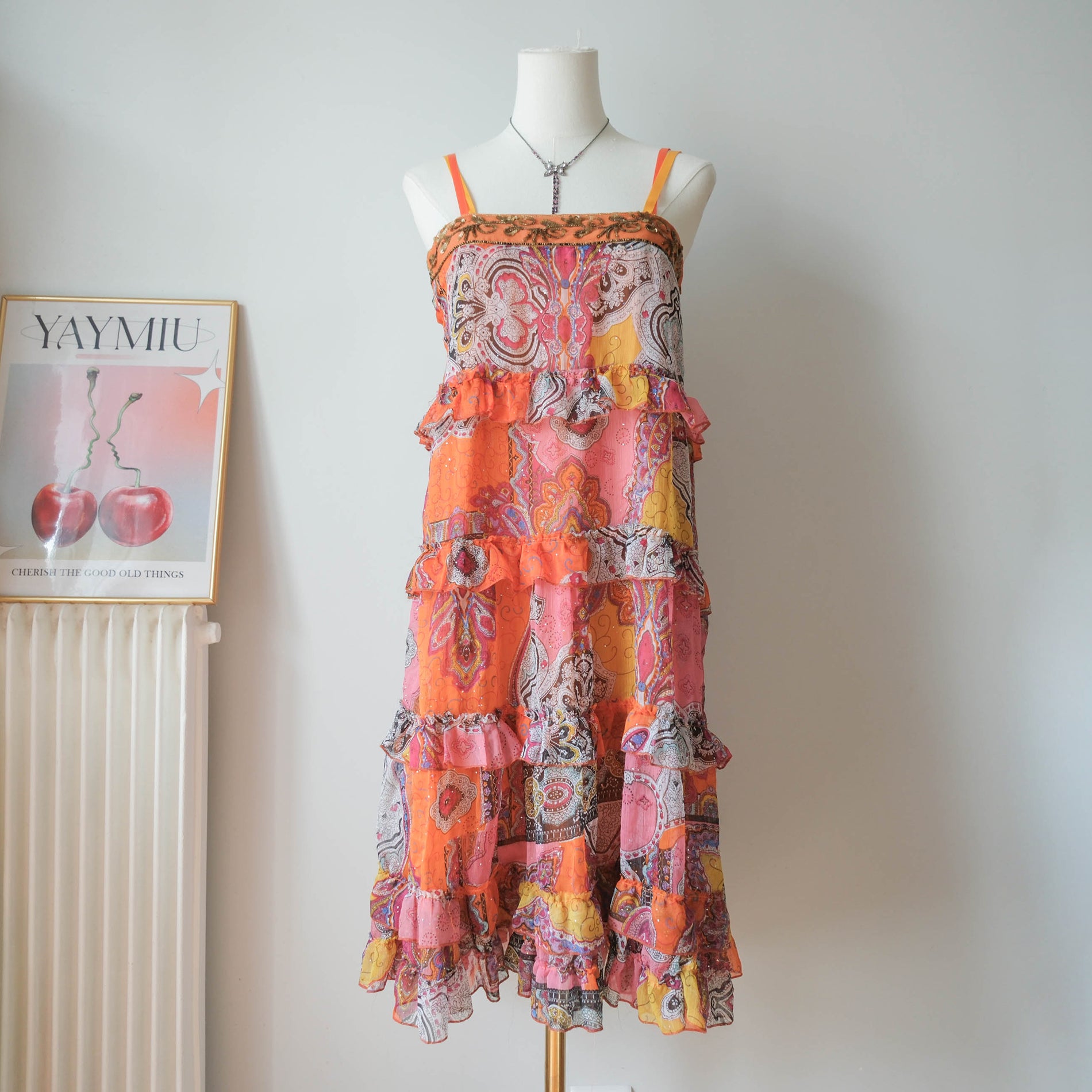 MORGAN Vintage Boho Embellished Paisley Print Dress Skirt