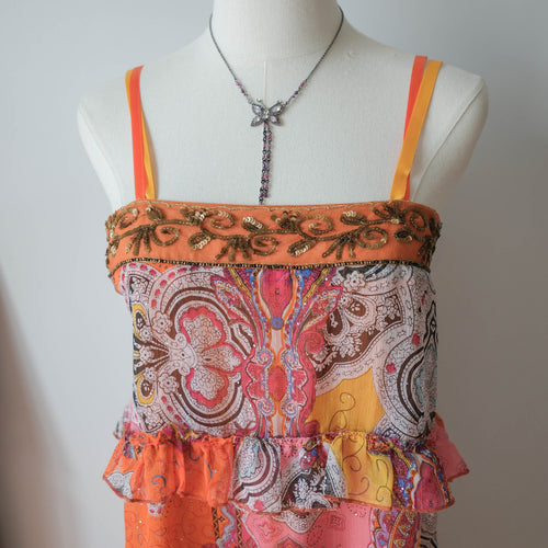 MORGAN Vintage Boho Embellished Paisley Print Dress Skirt