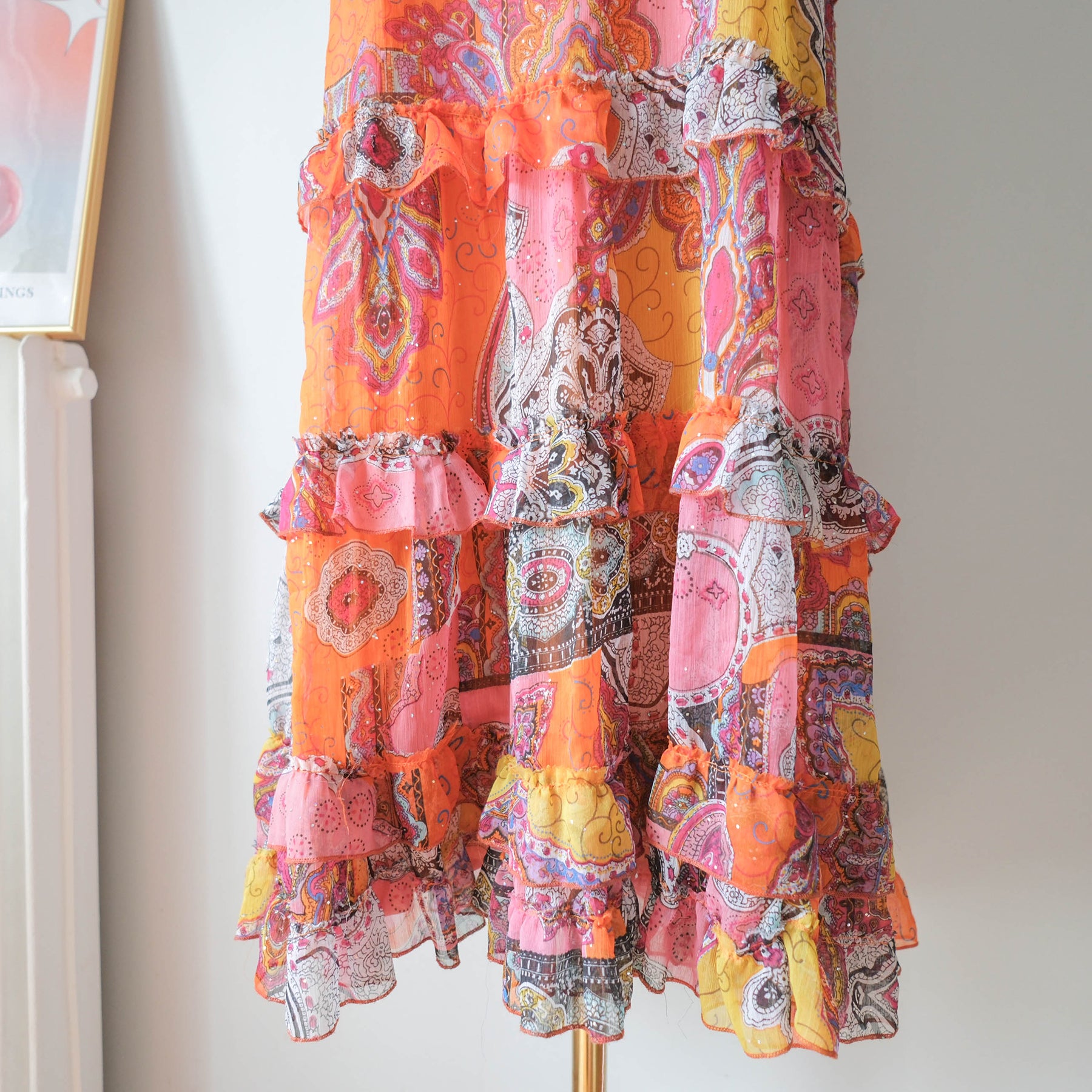MORGAN Vintage Boho Embellished Paisley Print Dress Skirt