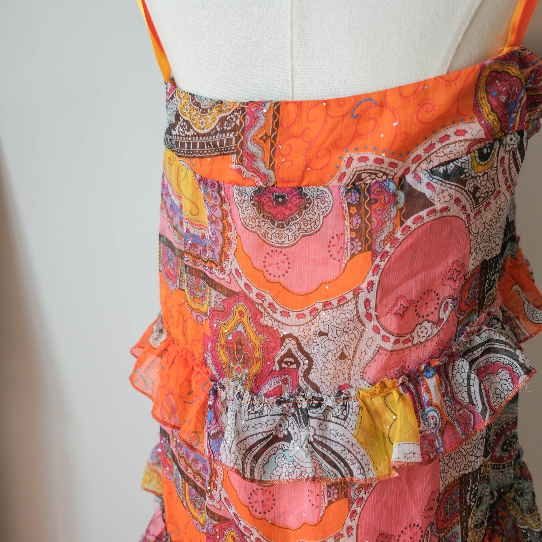MORGAN Vintage Boho Embellished Paisley Print Dress Skirt