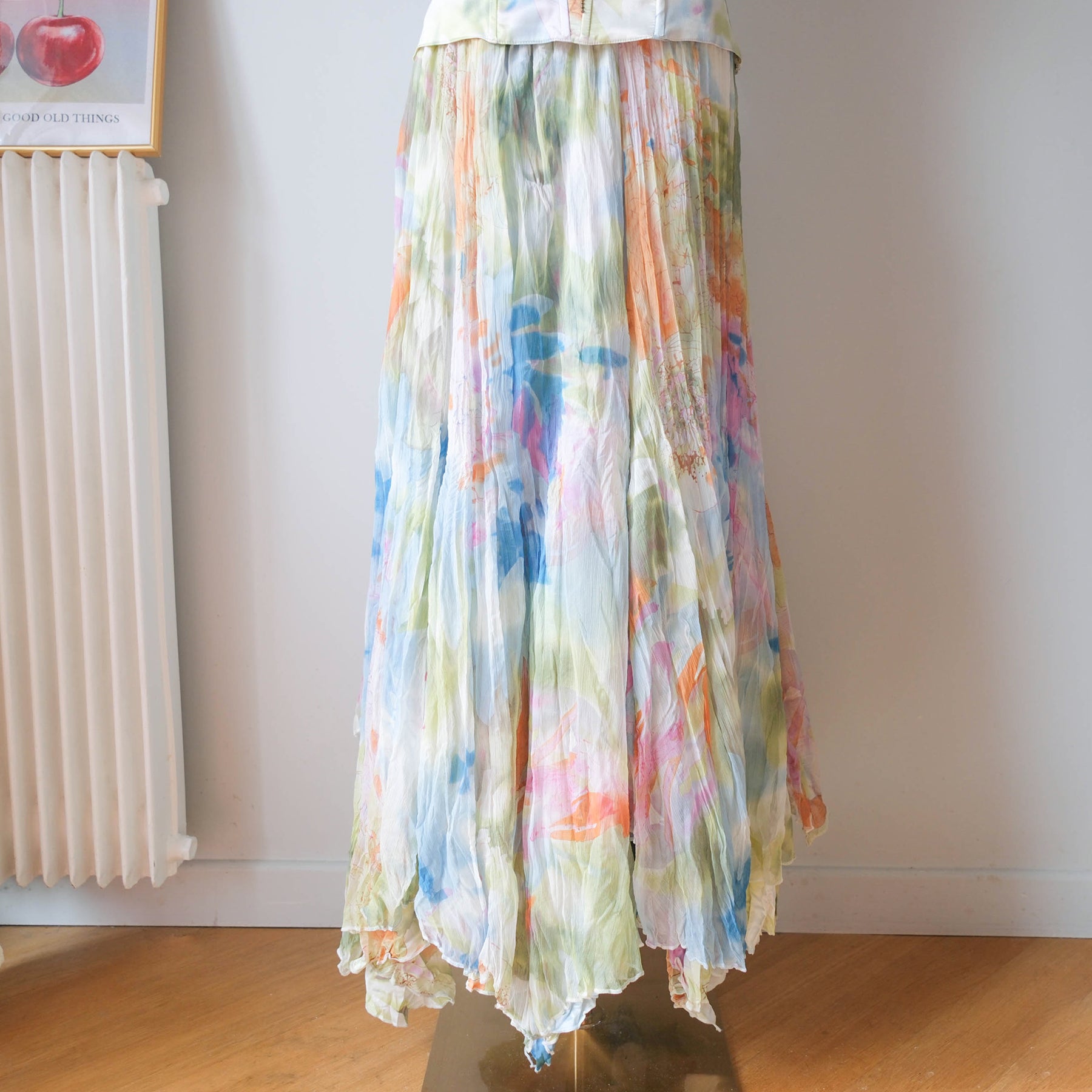 Vintage Watercolor Pastel Corset & Maxi Skirt Set