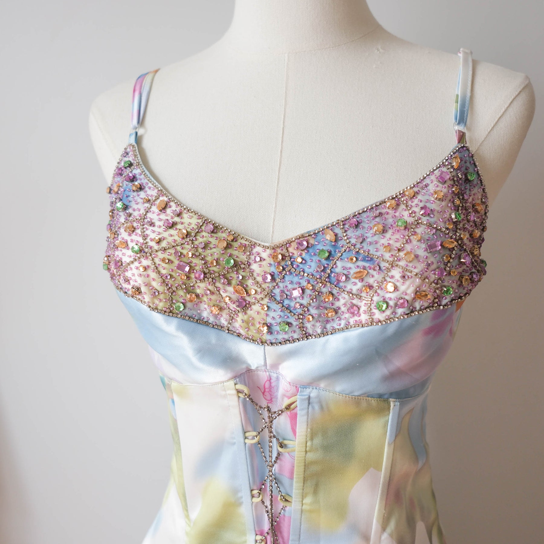 Vintage Watercolor Pastel Corset & Maxi Skirt Set