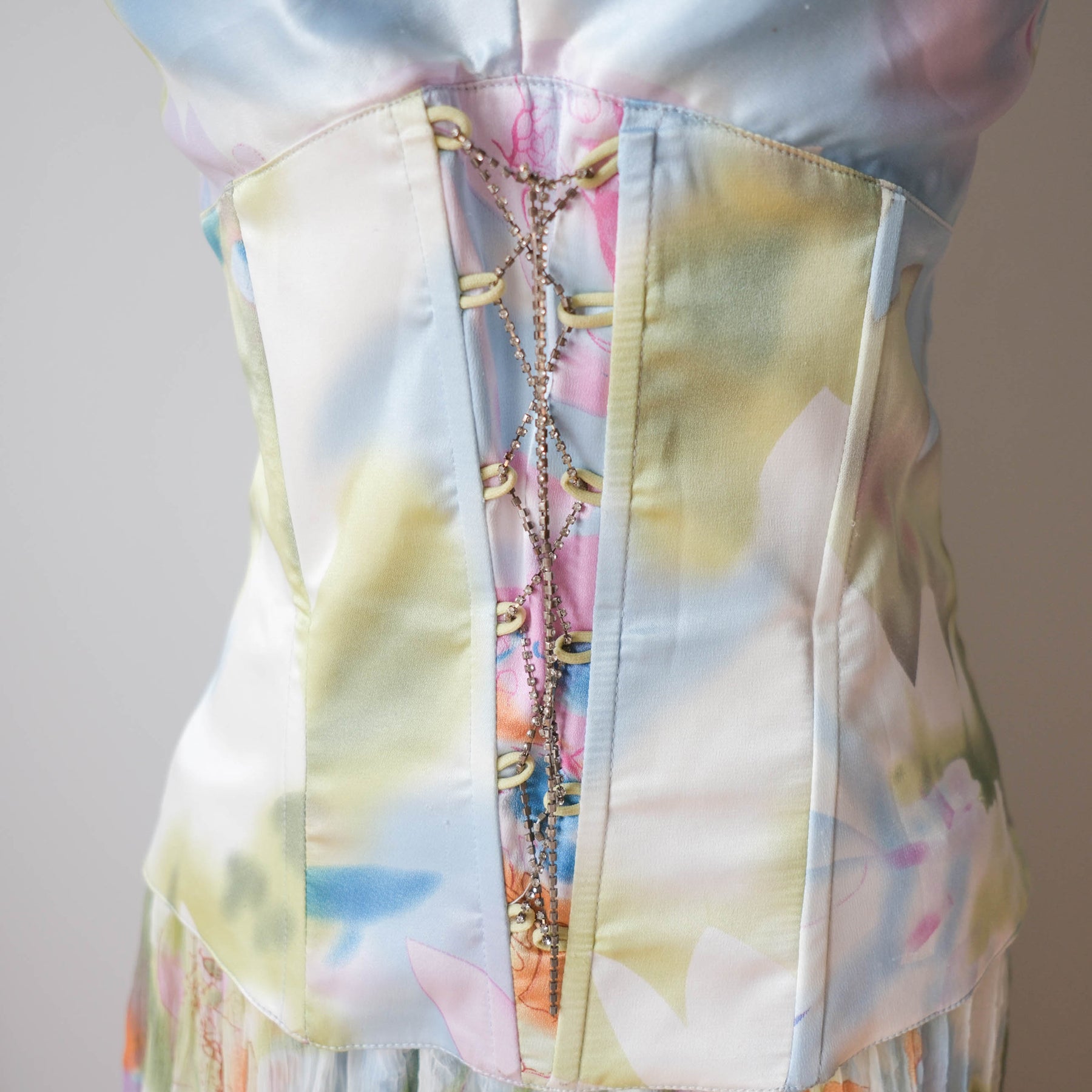 Vintage Watercolor Pastel Corset & Maxi Skirt Set