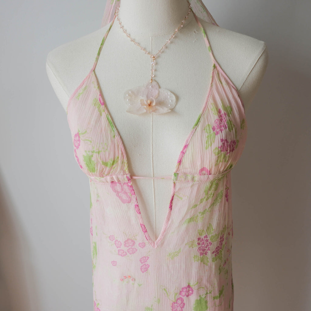 TRIUMPH Vintage Sequins Sheer Backless Maxi Dress