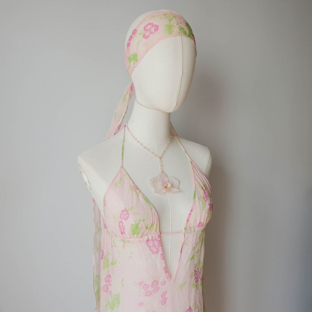 TRIUMPH Vintage Sequins Sheer Backless Maxi Dress