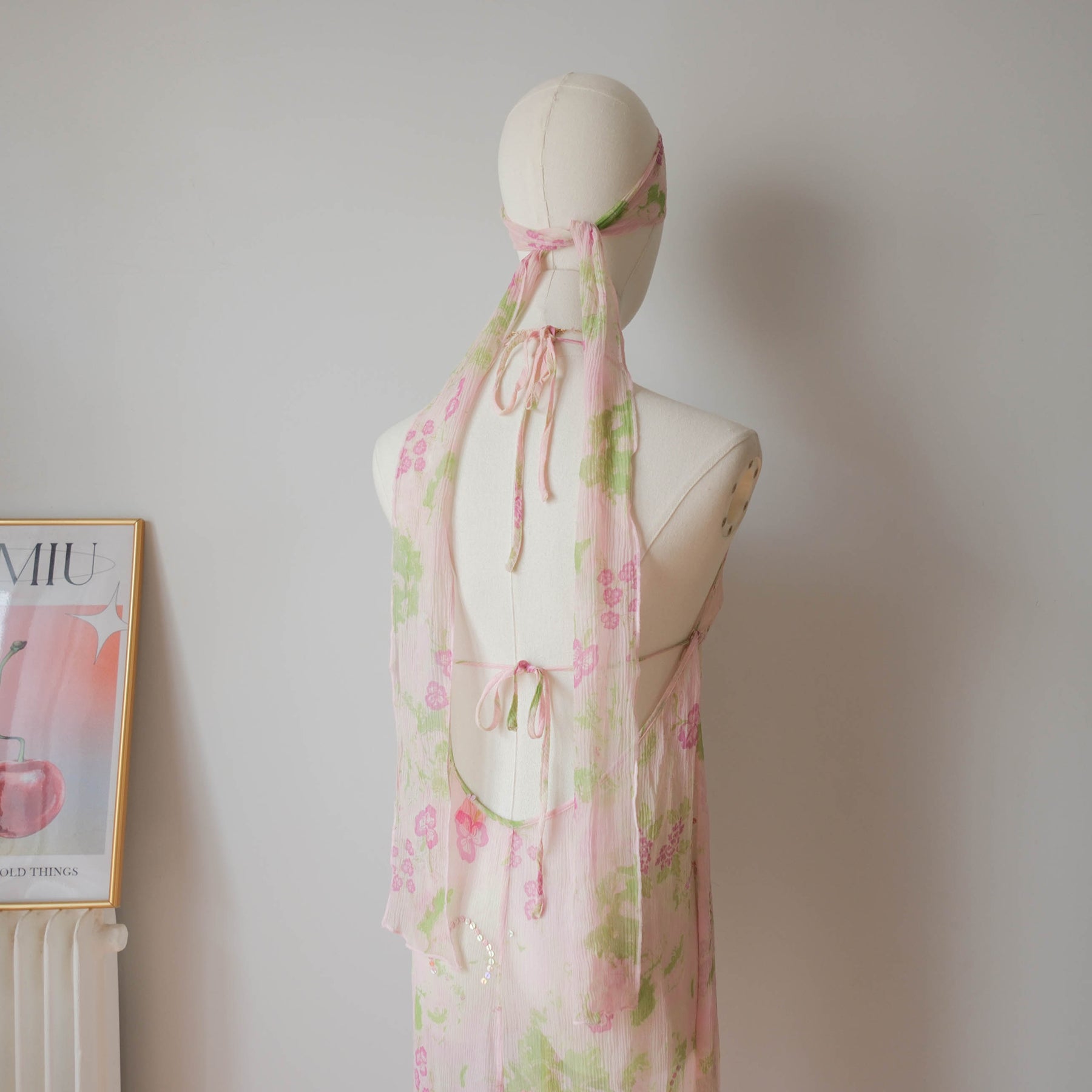 TRIUMPH Vintage Sequins Sheer Backless Maxi Dress