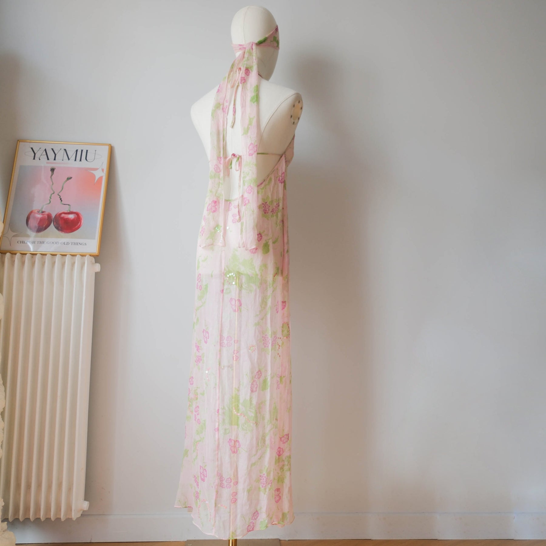 TRIUMPH Vintage Sequins Sheer Backless Maxi Dress