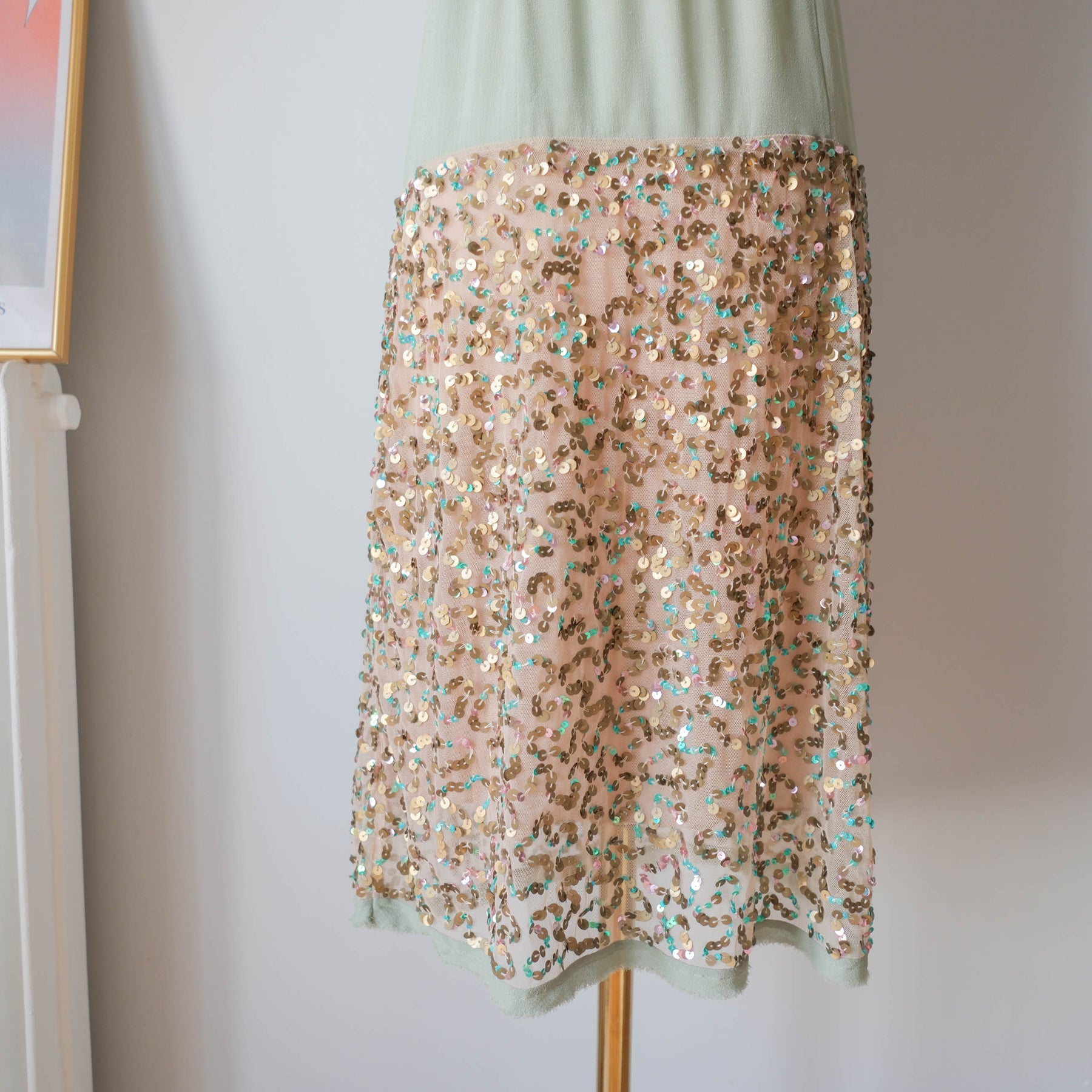 PINKO Vintage Party Sequin Midi Dress with Matching Scarf
