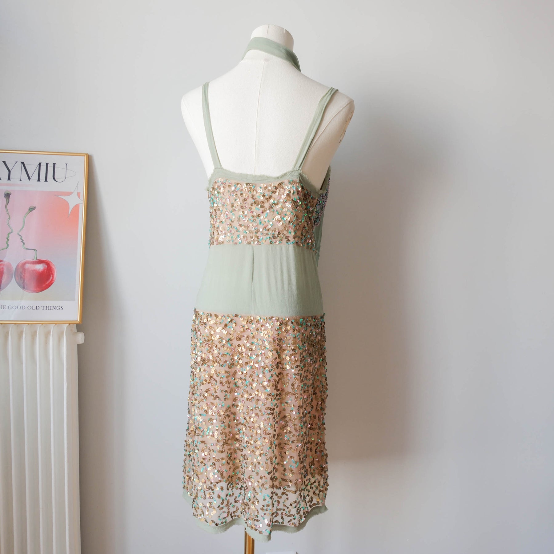 PINKO Vintage Party Sequin Midi Dress with Matching Scarf