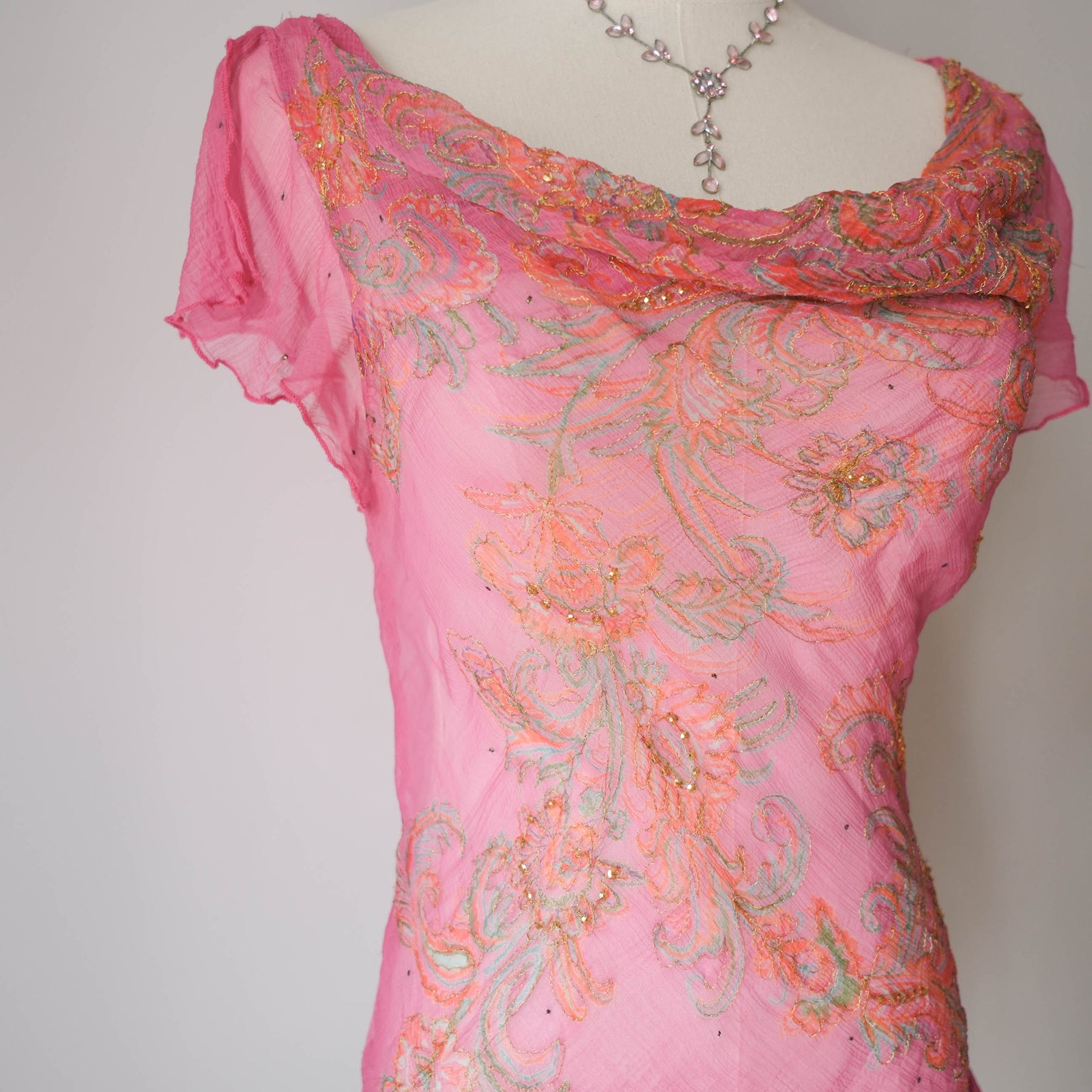DERHY Vintage Romantic Beaded Sheer Top