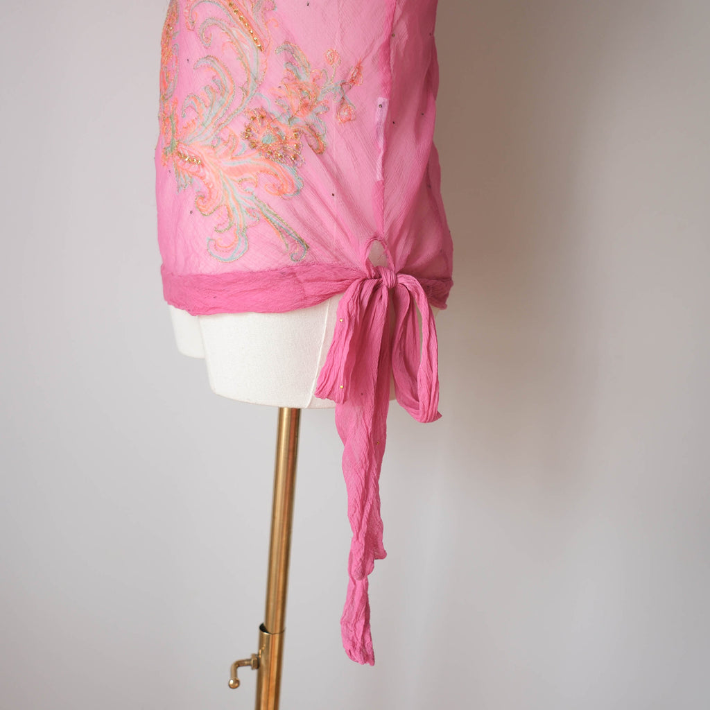 DERHY Vintage Romantic Beaded Sheer Top