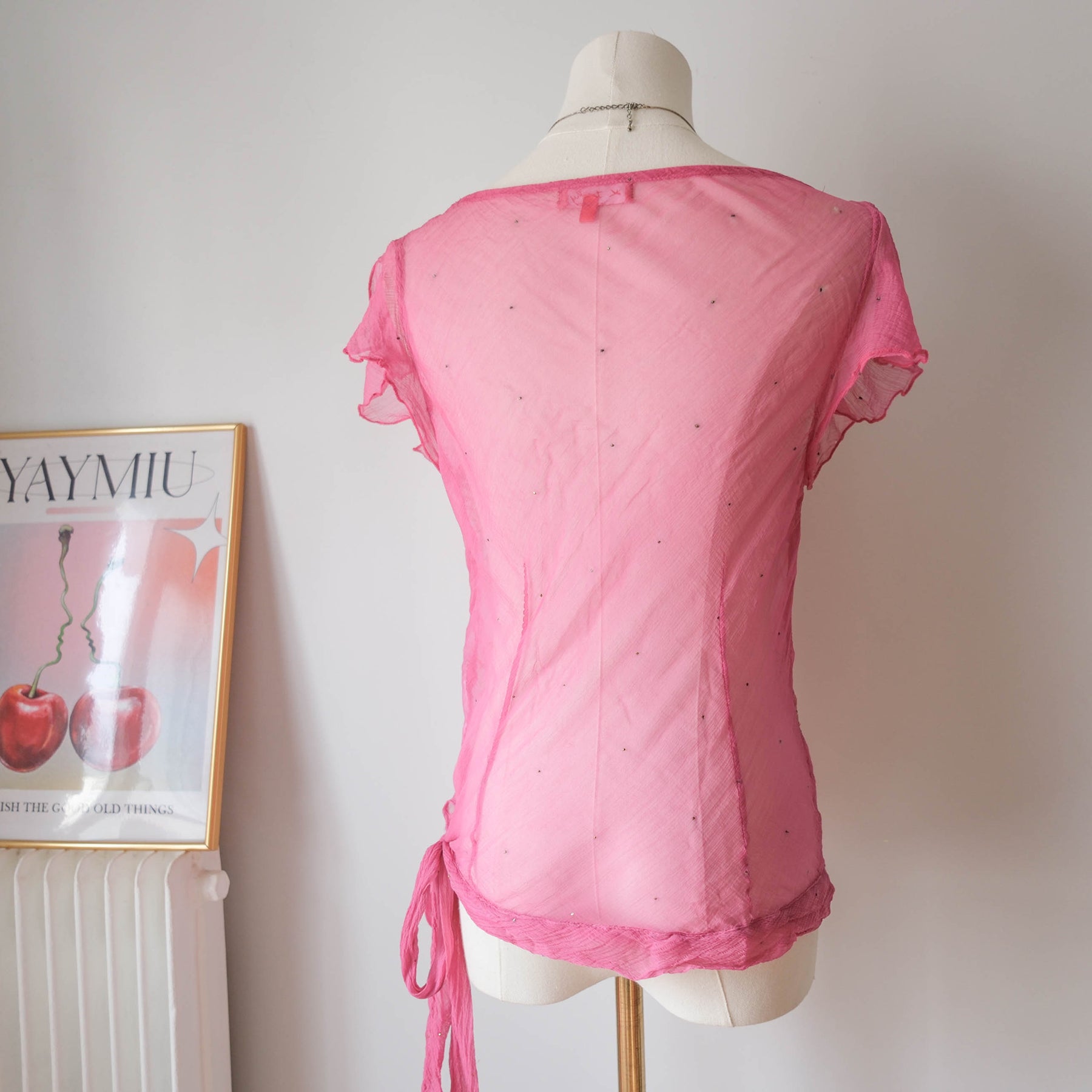 DERHY Vintage Romantic Beaded Sheer Top