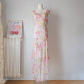 DERHY Vintage  Floral Sequins Sheer Maxi Dress with Sequin Slip