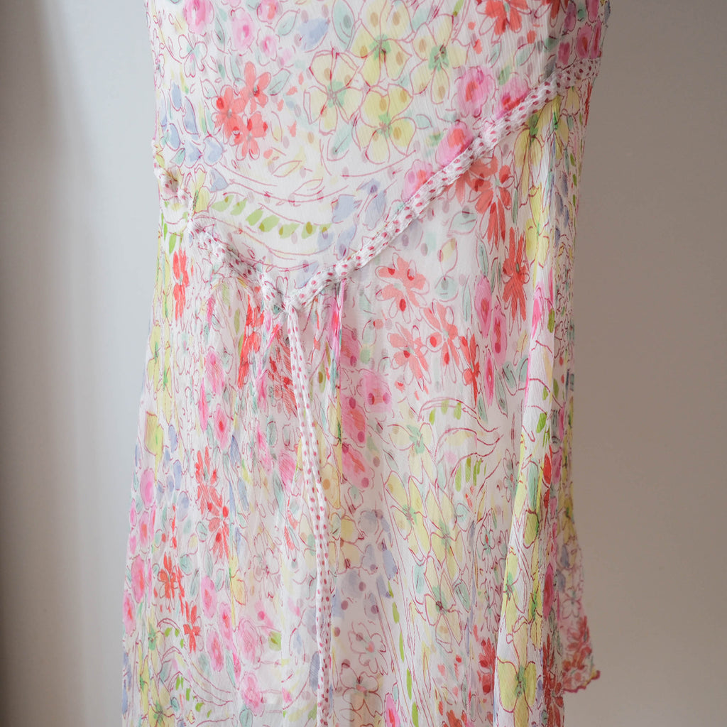 DERHY Vintage  Floral Sequins Sheer Maxi Dress with Sequin Slip