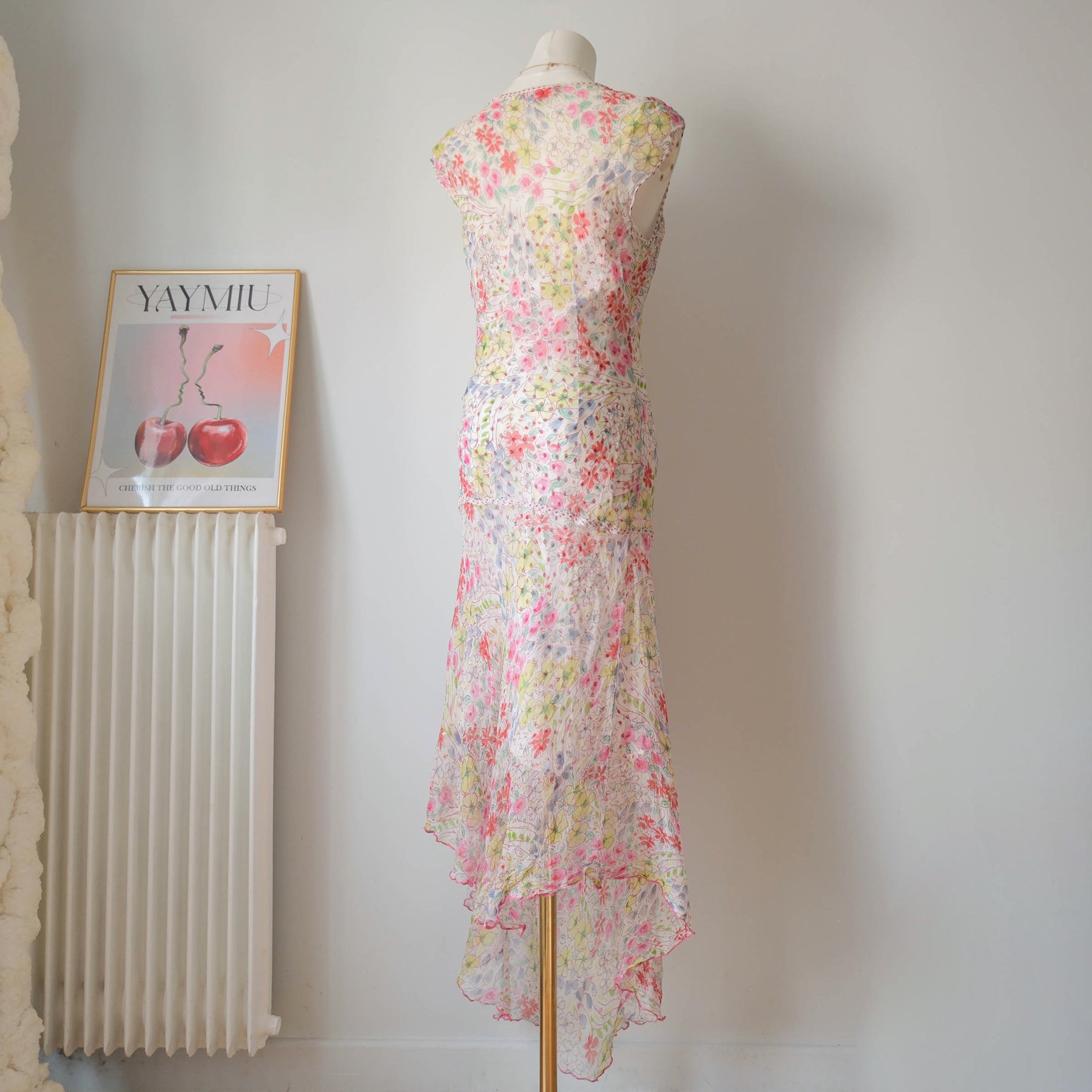 DERHY Vintage  Floral Sequins Sheer Maxi Dress with Sequin Slip