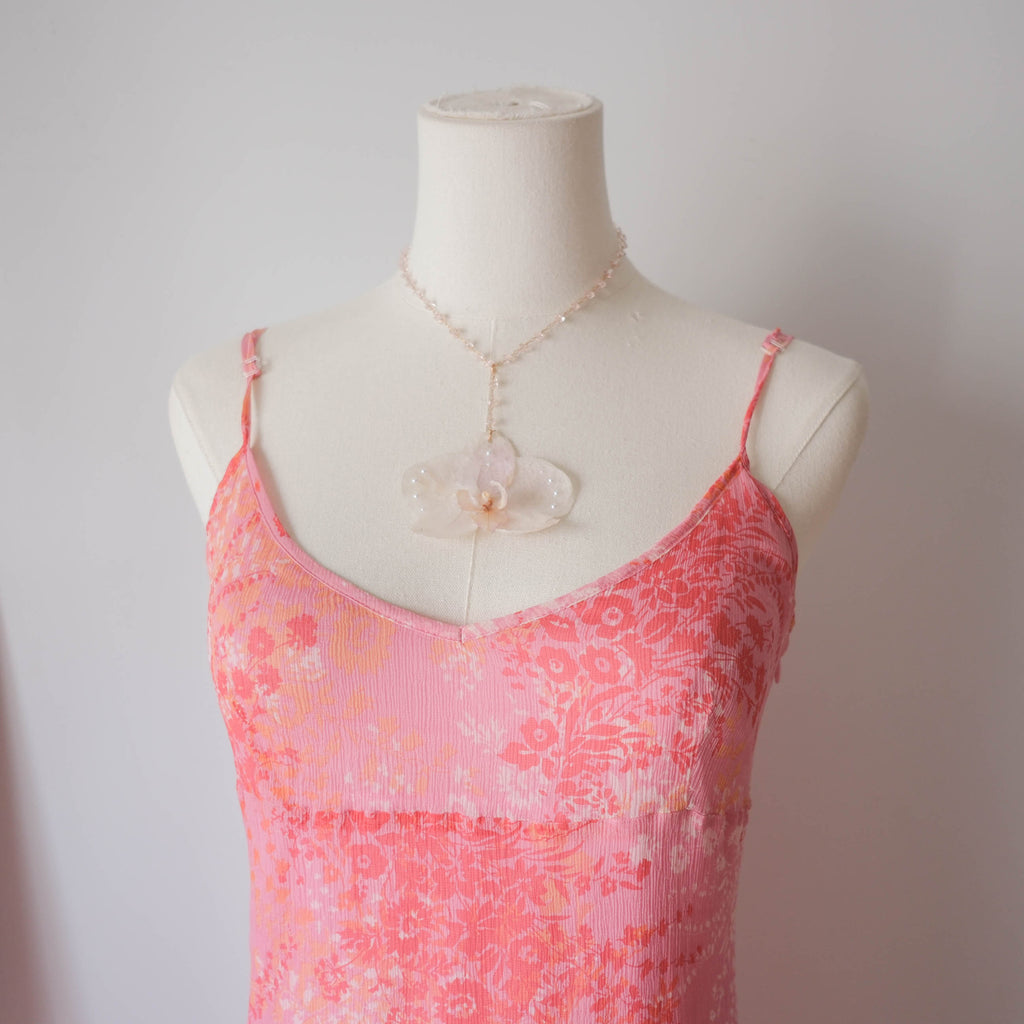 Vintage Romantic Ruffled Silk Cami Dress