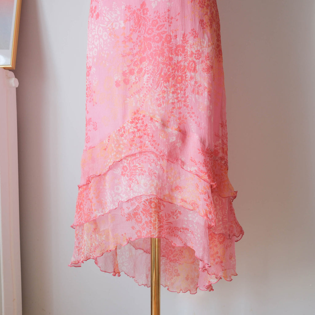 Vintage Romantic Ruffled Silk Cami Dress