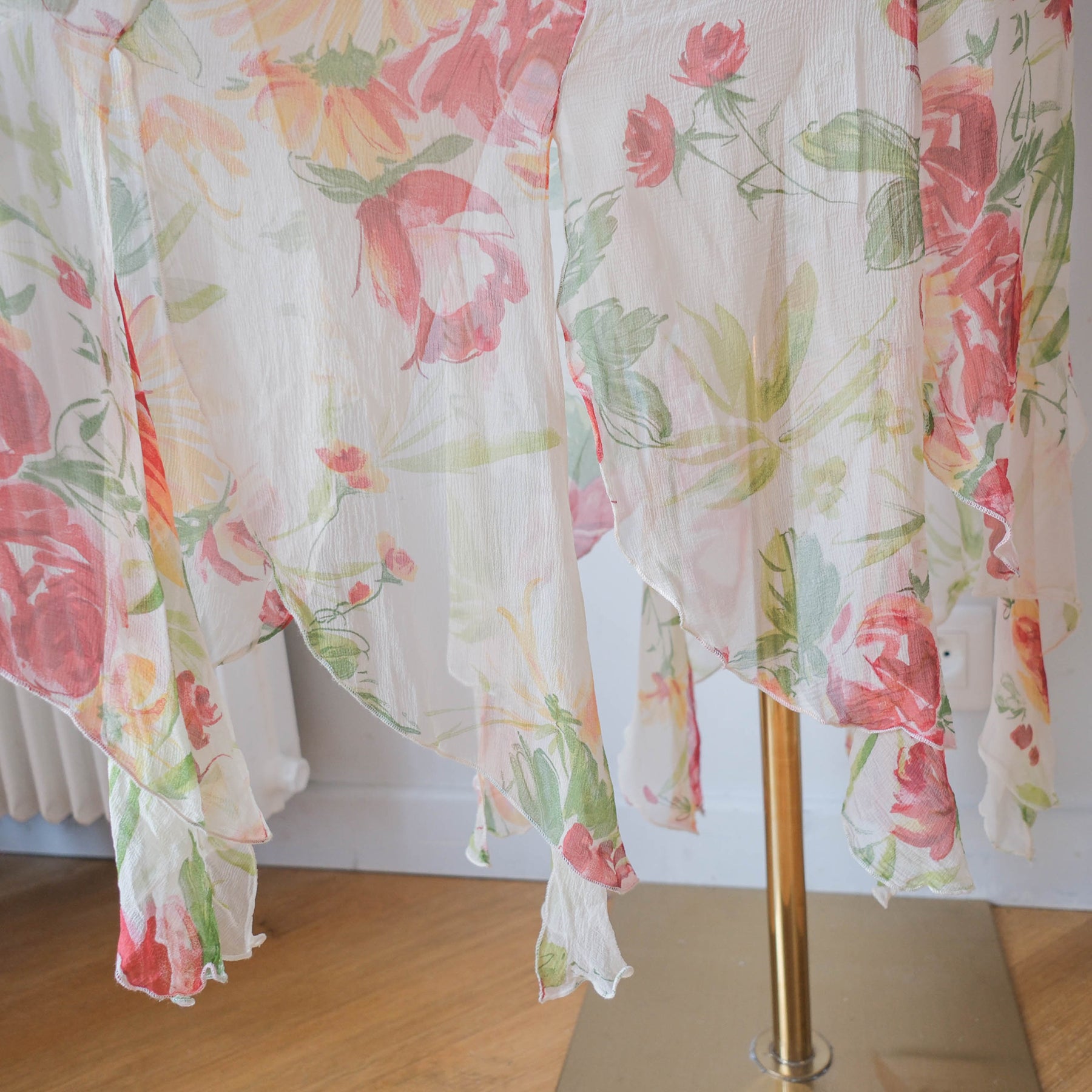 Vintage Romantic Cottage Silk Fringe Dress