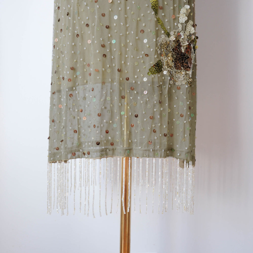 Vintage French Beaded Tulle Glamour Dress