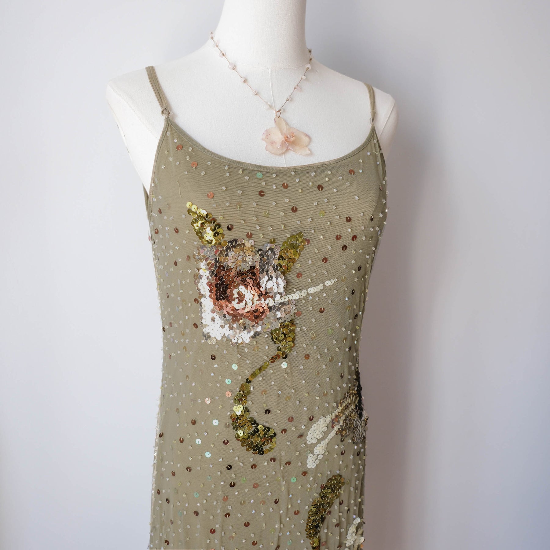 Vintage French Beaded Tulle Glamour Dress