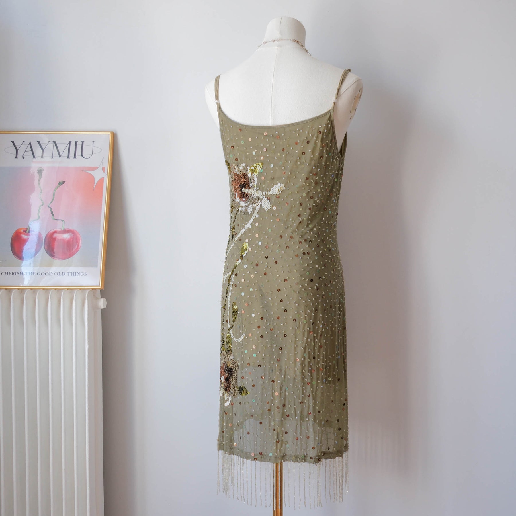 Vintage French Beaded Tulle Glamour Dress