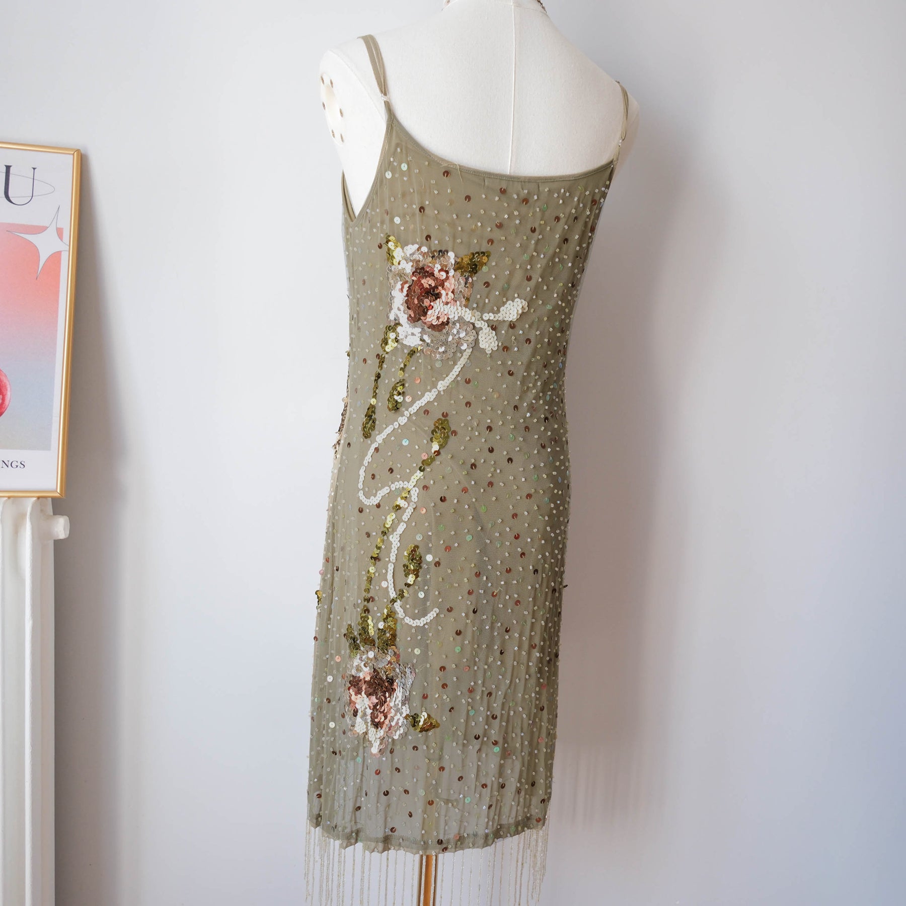Vintage French Beaded Tulle Glamour Dress