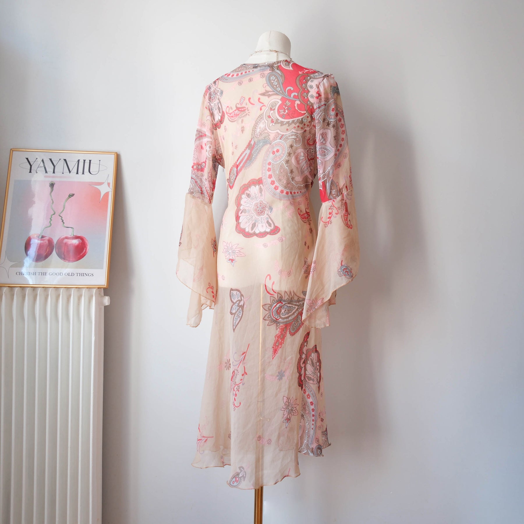 Vintage Beaded Sheer Pareo Kaftan Dress