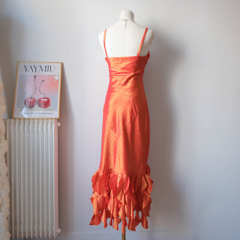 Vintage Fairy Grunge Shiny Ruffled Gown