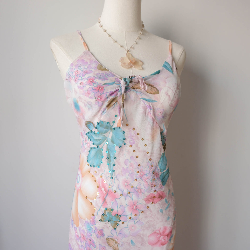 Vintage Beaded Floral Slip Dress