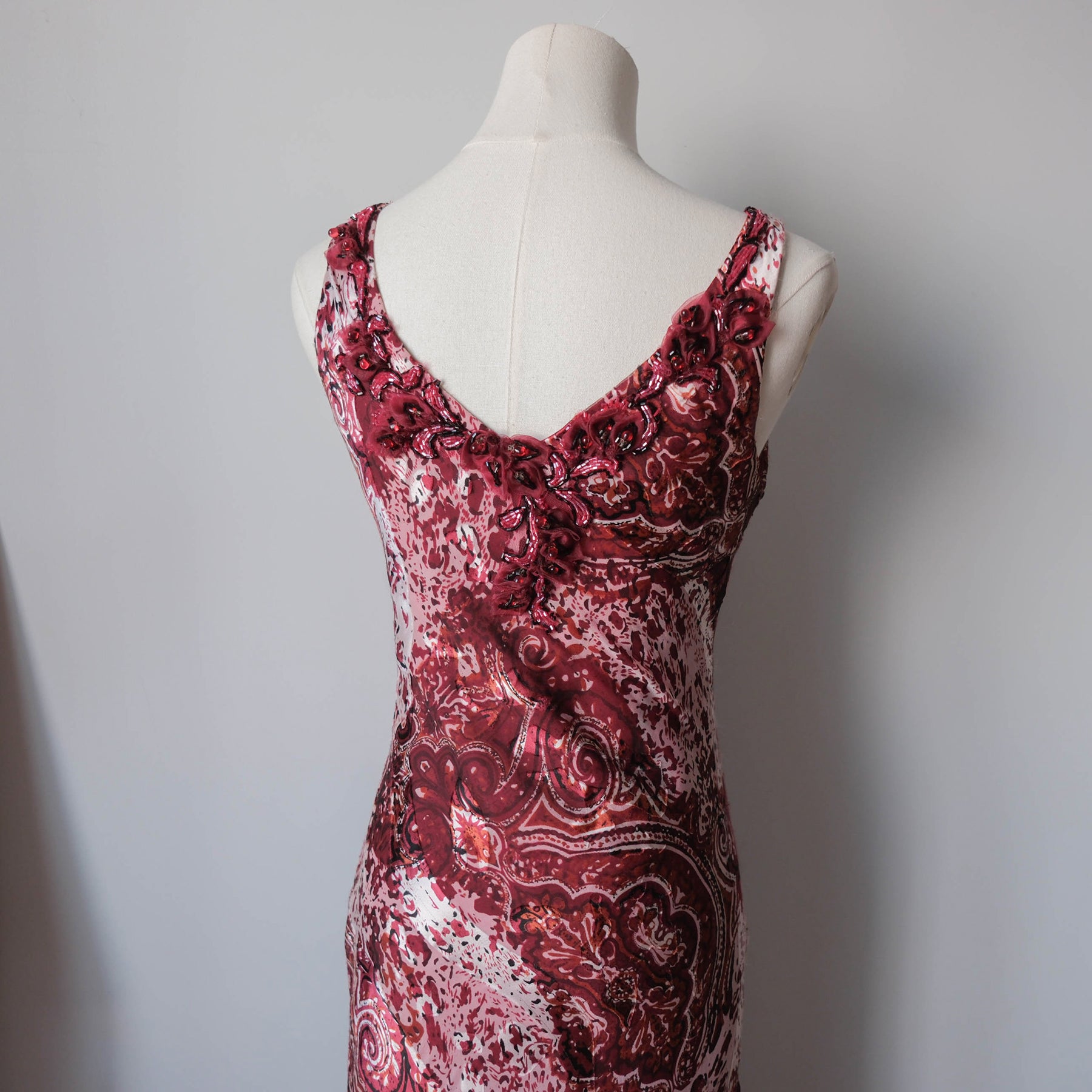 Vintage Beaded Animal Print Maxi Gown Dress