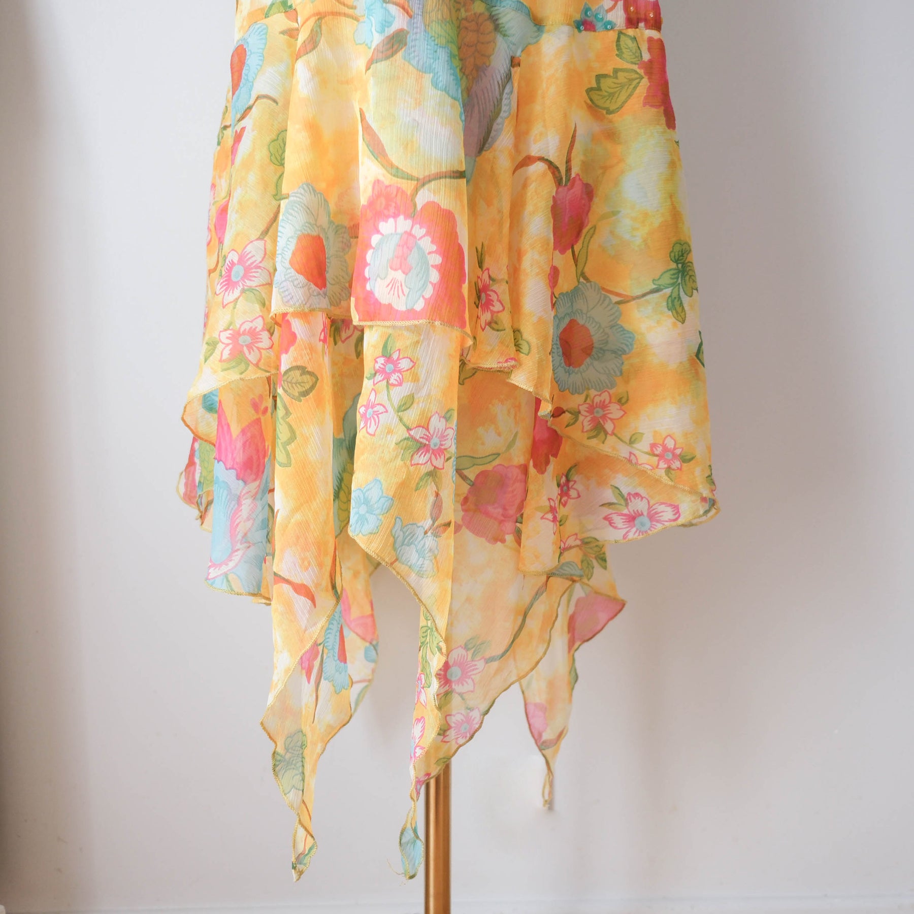 Vintage Summery Flowy Beaded Floral Halter Dress