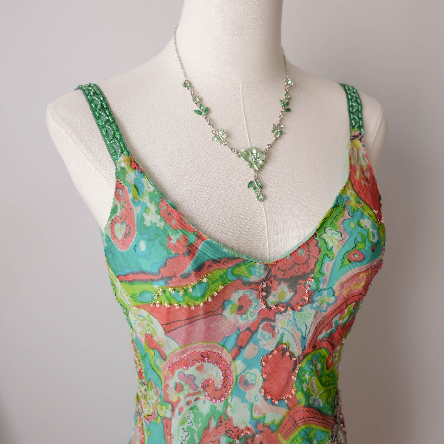 Vintage Psychedelic Paisley Sheer Slip Dress