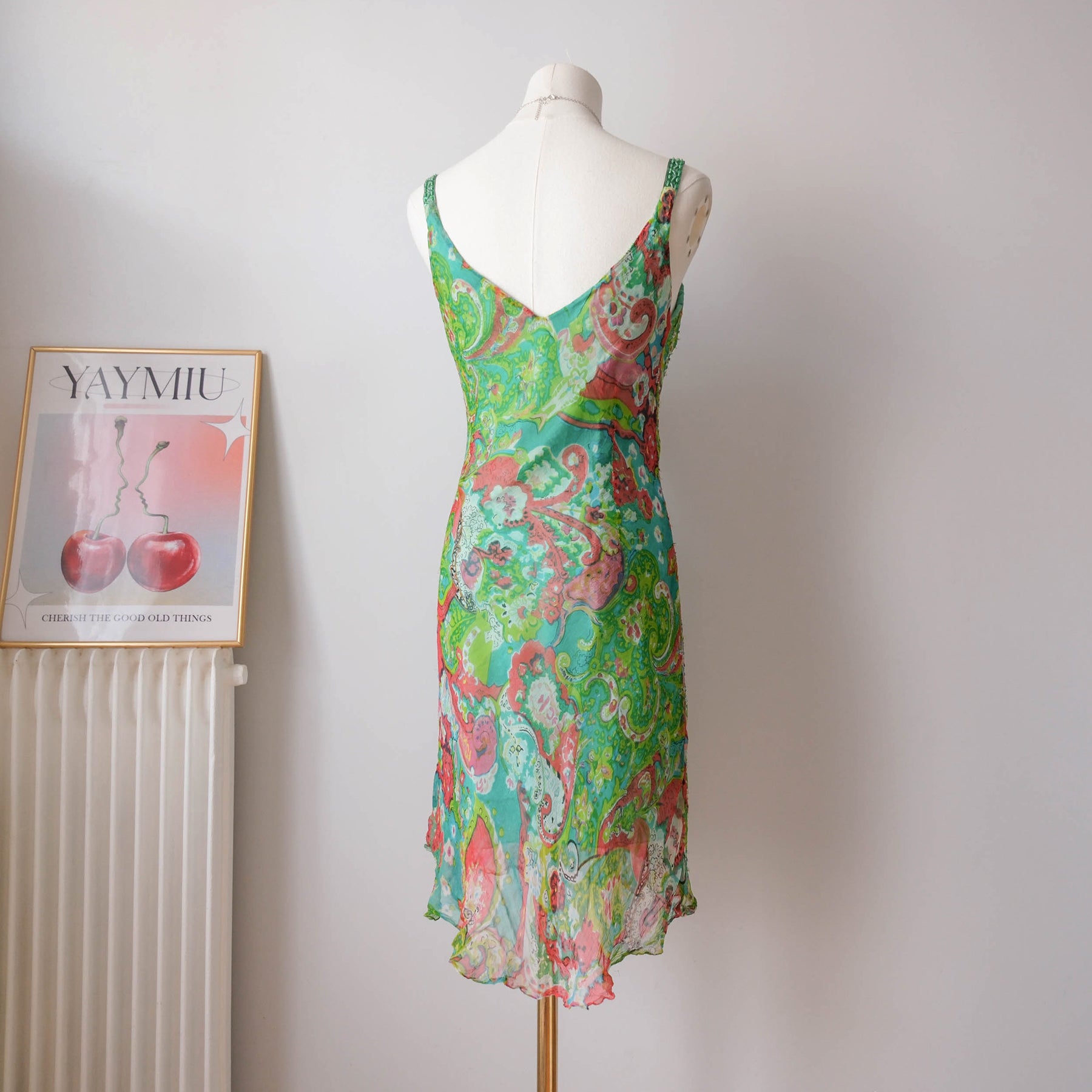 Vintage Psychedelic Paisley Sheer Slip Dress