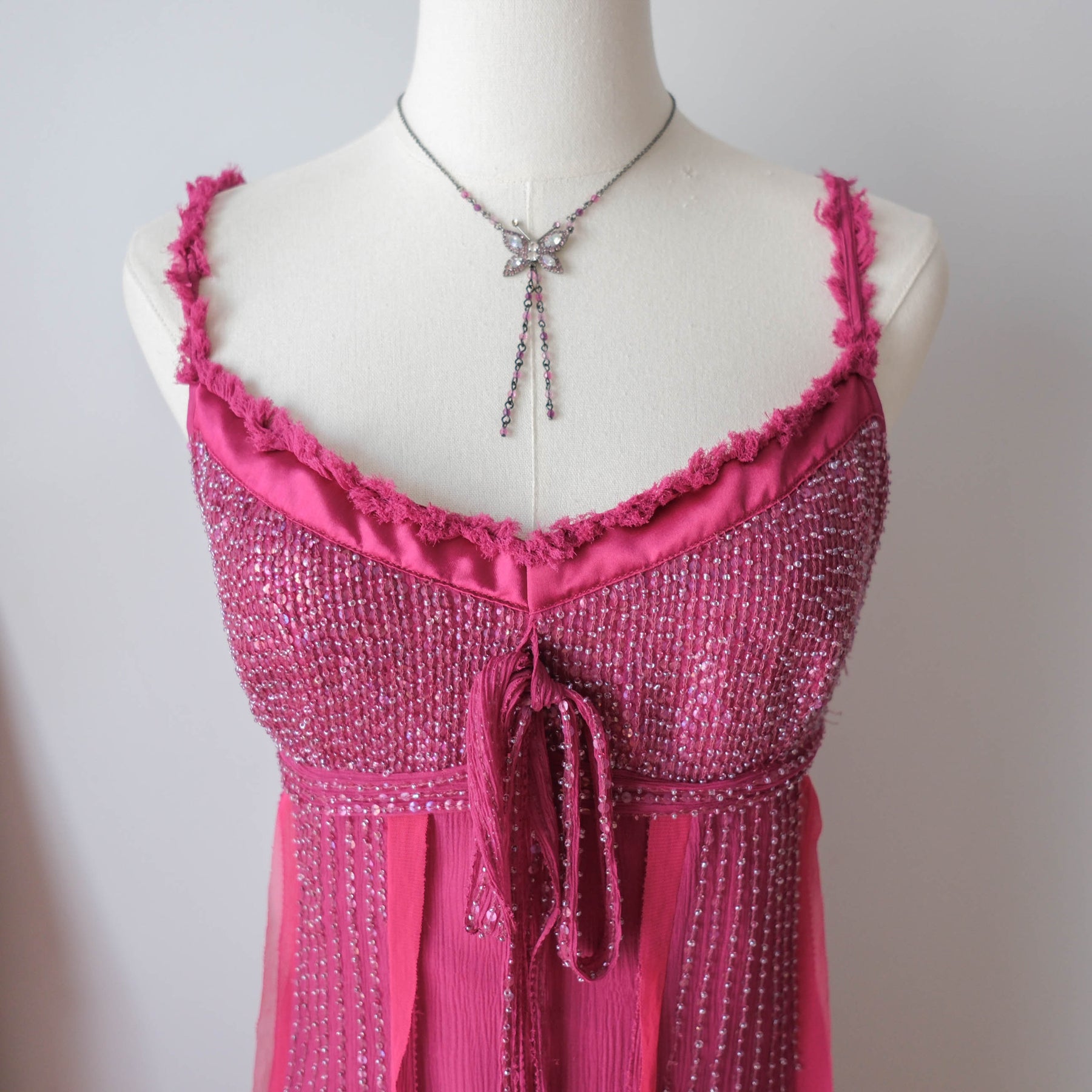 Vintage Silk Babydoll Dress with sequins beads