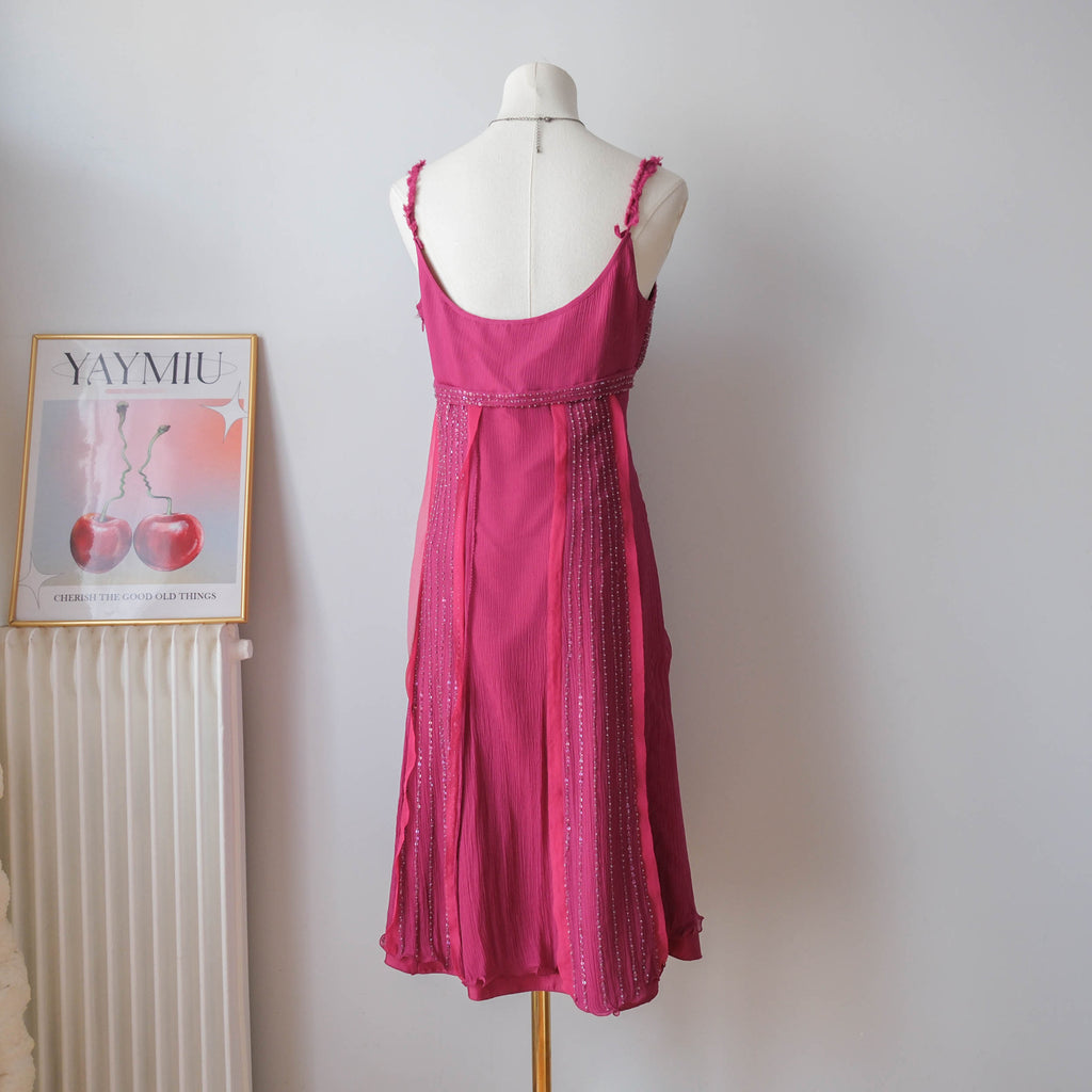 Vintage Silk Babydoll Dress with sequins beads