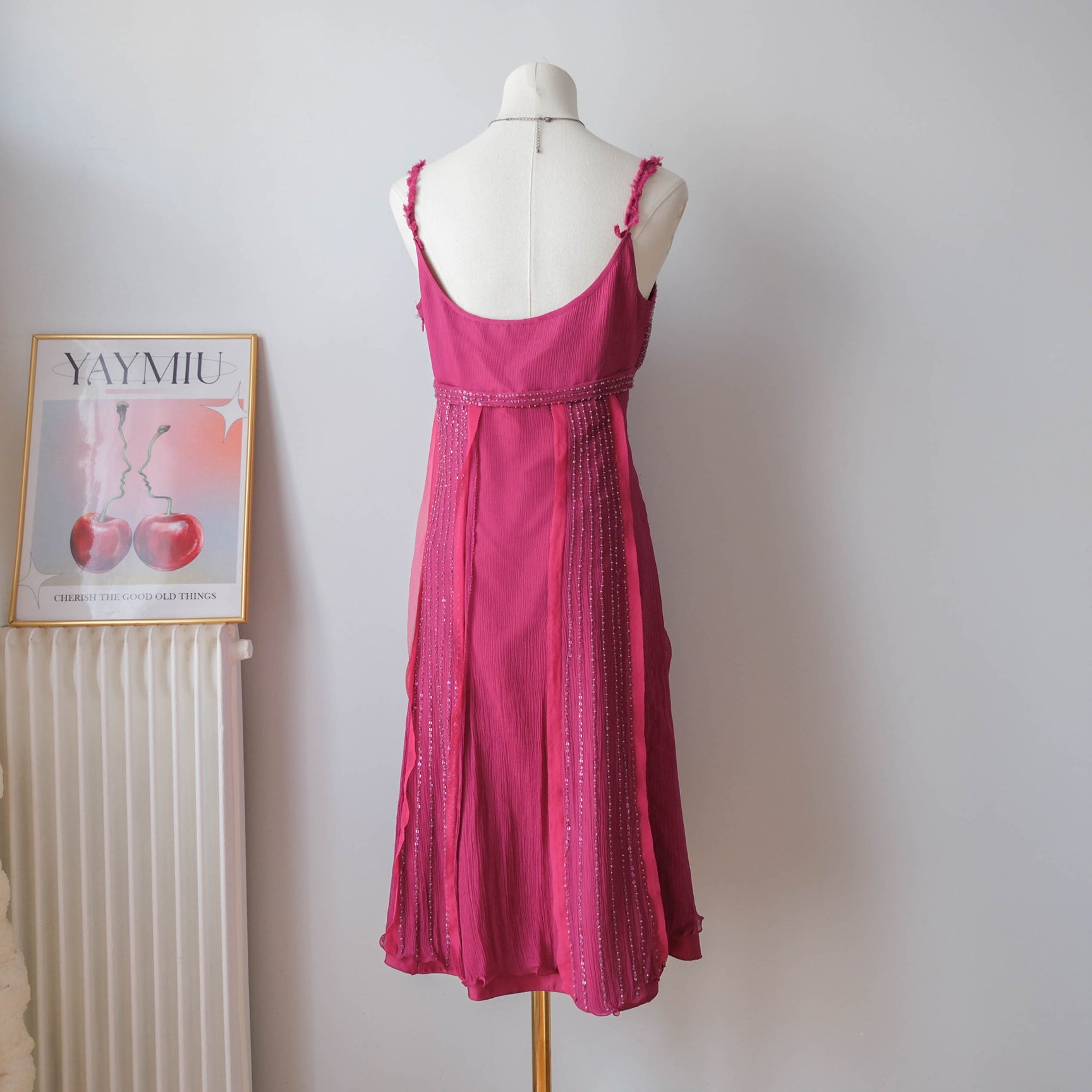 Vintage Silk Babydoll Dress with sequins beads