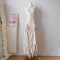 Vintage Beaded Floral Maxi Dress with Ruffle (Copie)
