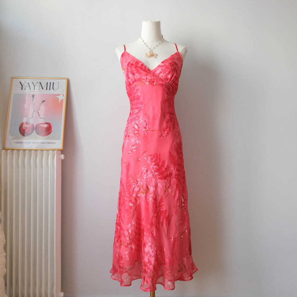 Vintage Romantic Chic Silk blend Beaded Slip Dress