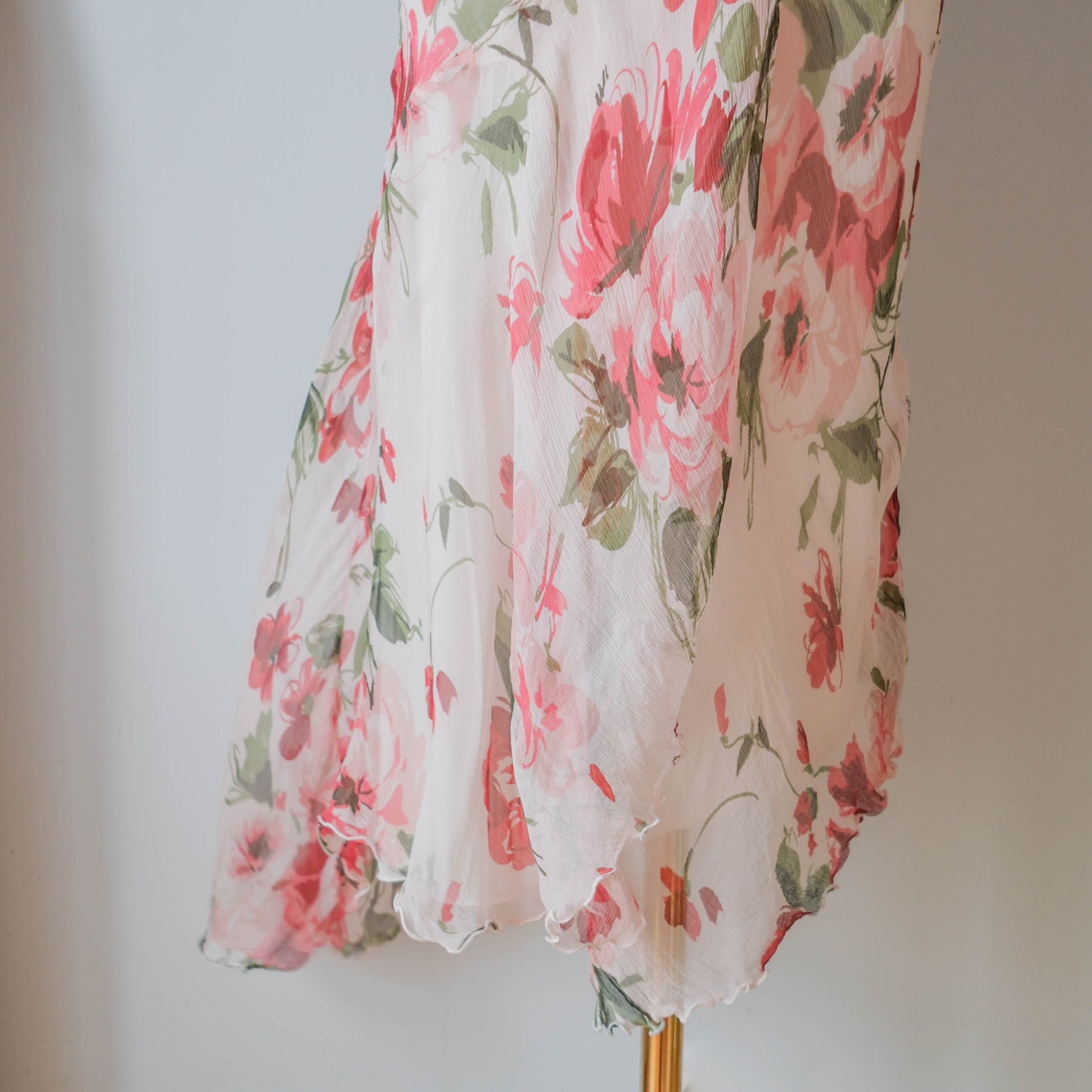 Vintage Dreamy Asymmetrical Silk Dress with Ruffle